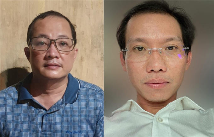 Bị can Nguyễn Minh Quân (trái) và bị can Nguyễn Văn Lợi (phải)
