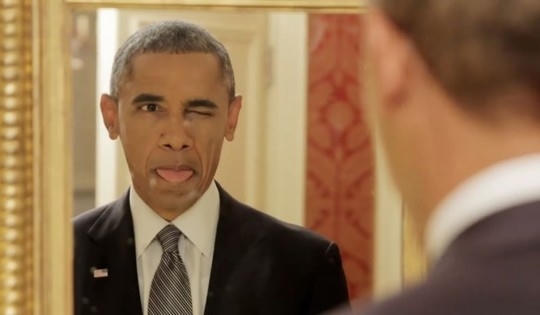 Một số hình ảnh được lấy từ video đăng tải ngày 12/2/2015 của ông Obama với những hình ảnh hóm hỉnh lè lưỡi khi soi gương hay trông ông Obama rất ngầu khi đeo kính đen.