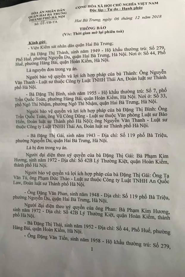 Sau nhiều lần mở ra lại hoãn phiên tòa, thì lần kế tiếp mở phiên tòa sẽ diễn ra vào ngày 14/12/2018.