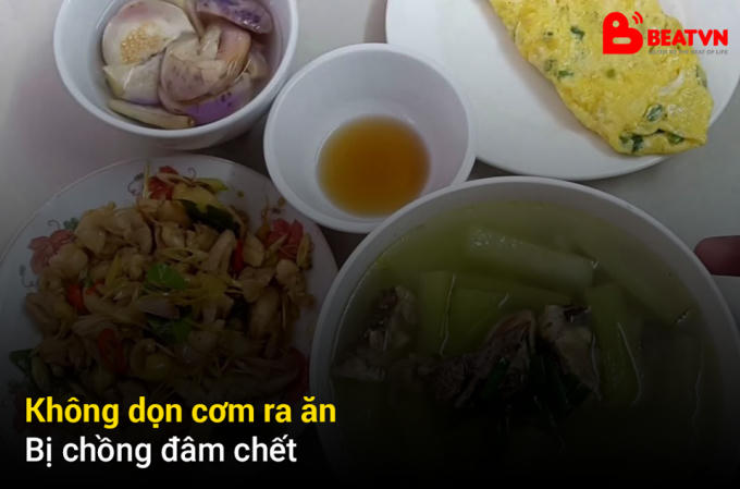 Không dọn cơm ra ăn, bị chồng đâm chết.