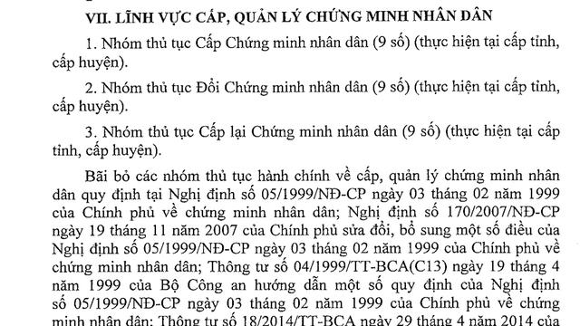 Trích phương án bỏ giấy chứng minh nhân dân đã được Chính phủ thông qua.