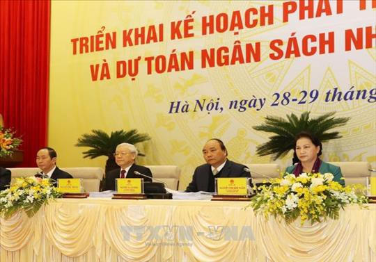 Lãnh đạo Đảng, Nhà nước, Quốc hội dự phiên họp của Chính phủ (Ảnh: TTXVN)