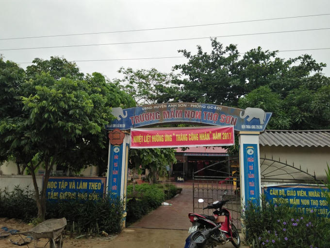 Trường mầm non x&atilde; Thọ Sơn nơi xảy ra sự việc.