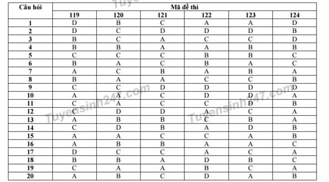 Gợi &yacute; đ&aacute;p &aacute;n 24 m&atilde; đề To&aacute;n thi THPT quốc gia 2017