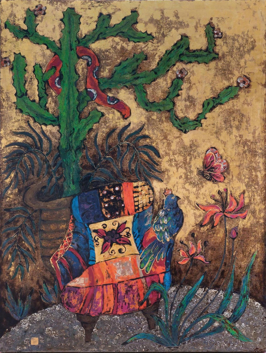 Một ngày nắng lên – Sơn mài; Tác giả: Phạm Ngọc Ánh.