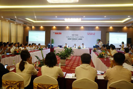 Hội thảo "Giải pháp phát triển cây sâm Ngọc Linh" do Báo Nhân dân phối hợp với UBND tỉnh Quảng Nam tổ chức. Ảnh: Trương Hồng