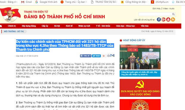 TP HCM thông báo dự kiến chính sách đền bù đối với hơn 320 hộ dân ở Thủ Thiêm