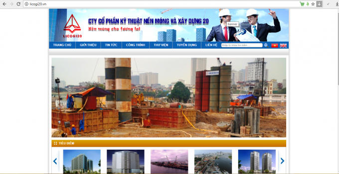 Trang web của Công ty Cổ phần kỹ thuật nền móng và xây dựng 20.