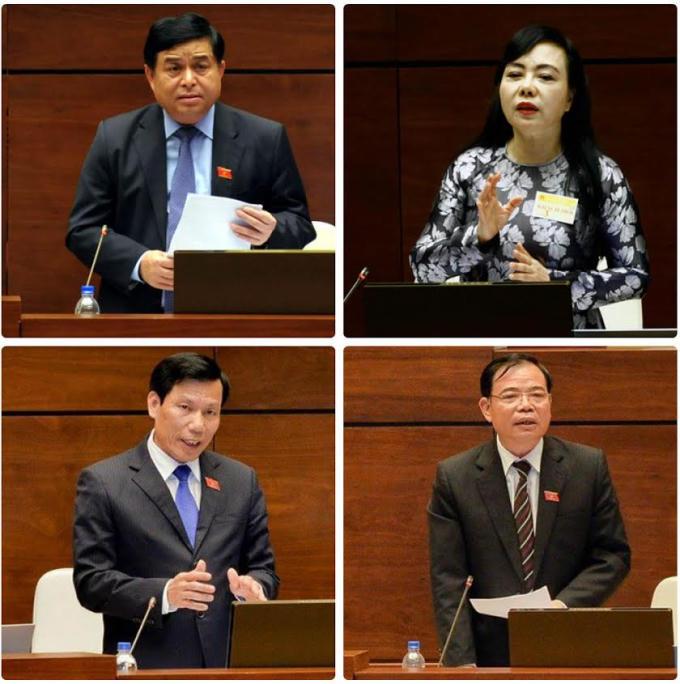 Các bộ trưởng trong phiên chất vấn