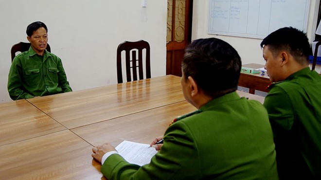 Đối tượng Giàng Chẩn Diu tại cơ quan Công an.