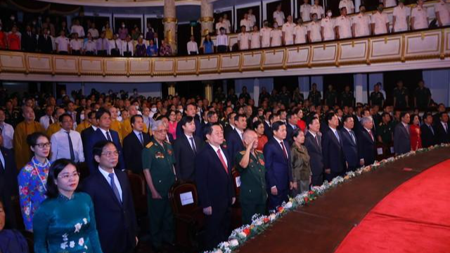 Các đại biểu dự Lễ kỷ niệm 55 năm thiết lập quan hệ ngoại giao Việt Nam-Campuchia (24/6/1967 - 24/6/2022). Ảnh VGP.