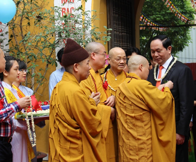 Chủ tịch nước Trần Đại Quang tham dự Đại lễ Phật đản tại Học viện Phật giáo Việt Nam.