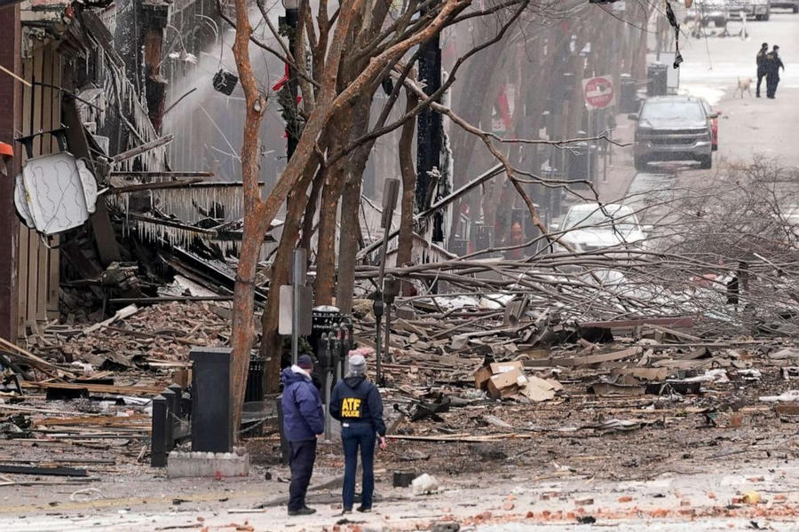 Hiện trường vụ nổ ở Nashville ngày 25/12 (giờ Mỹ). Ảnh: Reuters