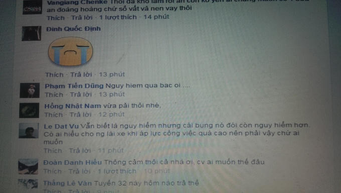 Một số ý kiến bày tỏ quan điểm thông cảm với bác tài.