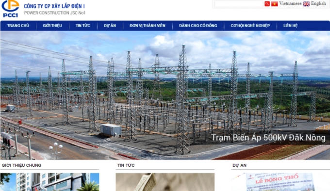 Trang chủ trên web site của PCC1.