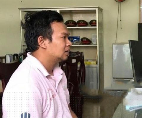 Đối tượng Trương Kiến Minh tại cơ quan Công an.