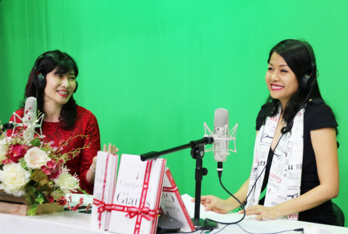 Nữ doanh nhân Trần Uyên Phương tại buổi giao lưu với khán thính giả đài VOV.