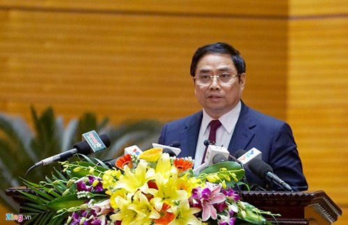 Trưởng ban Tổ chức Trung ương Phạm Minh Chính phát biểu khai mạc Hội nghị. Ảnh Phạm Duy.