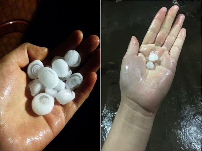 Mưa đá với những viên đá có đường kính tới 2cm, có những hòn đá to bằng quả trứng gà (Ảnh: Tây Bắc 24h)