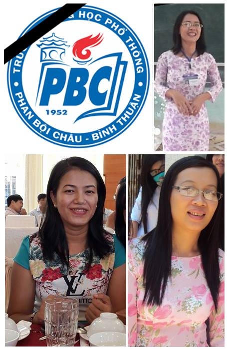 Hình ảnh 3 cô giáo bị nạn trên trang facebook của trường THPT Phan Bội Châu (TP Phan Thiết).