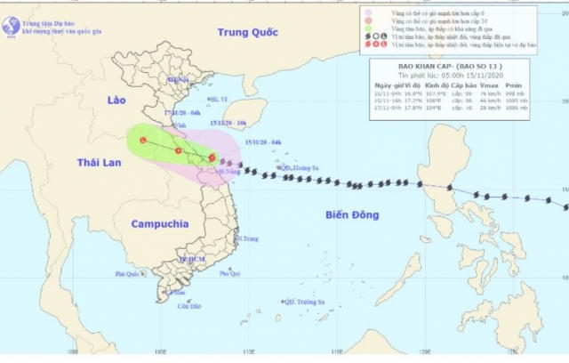 Bão số 13 đi vào các tỉnh từ Hà Tĩnh đến Thừa Thiên Huế gây mưa lớn