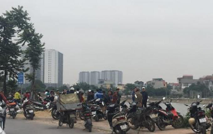 Hồ Định Công nơi phát hiện thi thể người đàn ông.