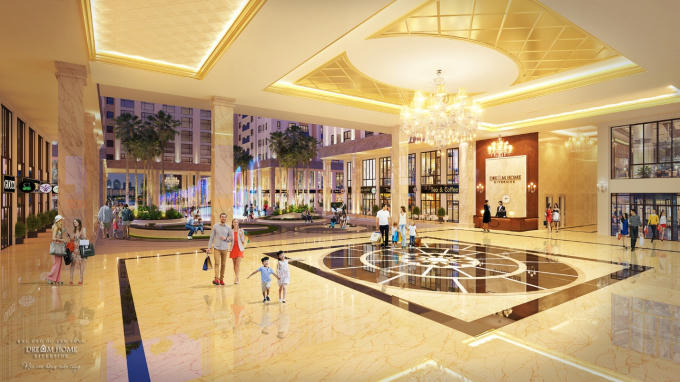Khu vực sảnh đón sang trọng và đẳng cấp dành riêng cho cư dân của Dream Home Riverside.