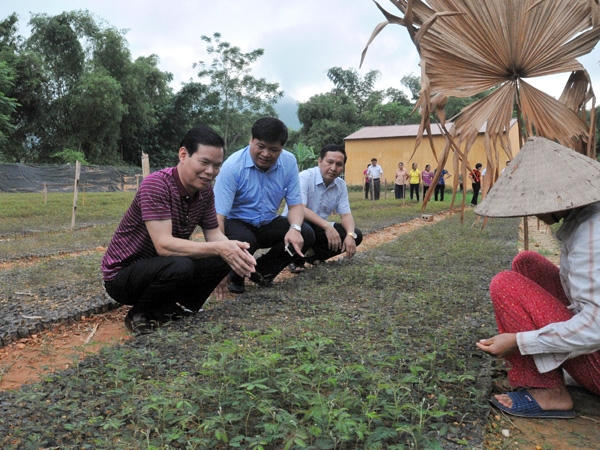 Ông Triệu Tài Vinh đến thăm HTX Thôn Chang, xã Việt Lâm, Vị Xuyên. (Ảnh: Báo Hà Giang).