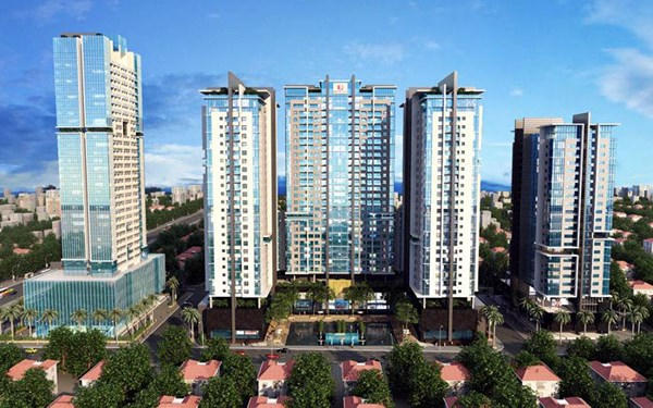 To&agrave;n cảnh Gold Tower 275 Nguyễn Tr&atilde;i, vị tr&iacute; v&agrave;ng mười khu vực ph&iacute;a T&acirc;y H&agrave; Nội của CĐT Ho&agrave;ng Huy Group.