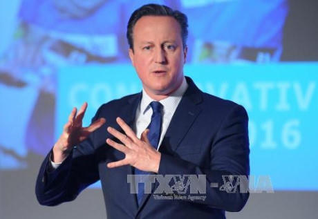 Thủ tướng Anh David Cameron phát biểu tại thủ đô London ngày 9/4. Ảnh: AFP/TTXVN