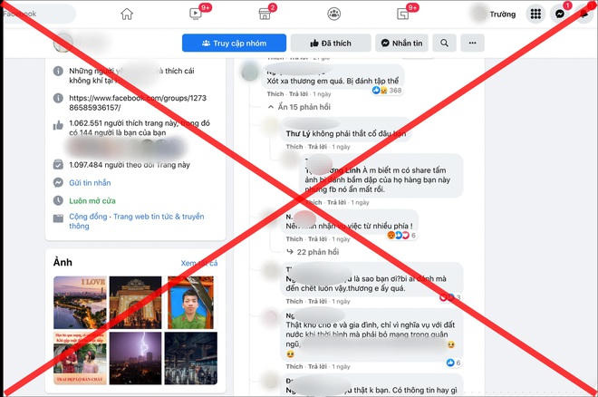 Nội dung liên quan vụ việc quân nhân Đô tử vong thu hút nhiều bình luận trái chiều, vô căn cứ trên mạng xã hội (Ảnh chụp màn hình).