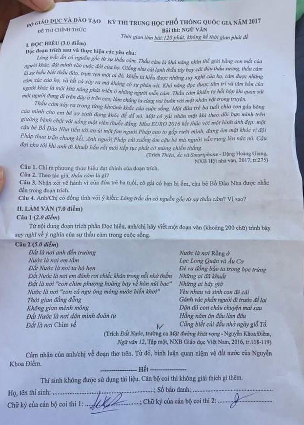 Thí sinh thích câu nghị luận xã hội ở đề văn năm nay.