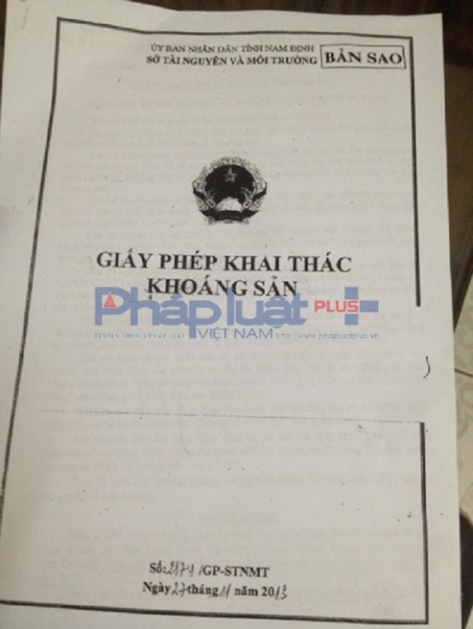 Giấy phép khai thác khoáng sản số 2174/GP-STNMT.