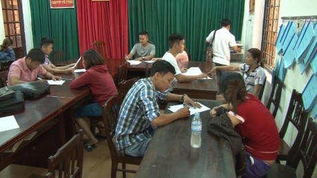 Các đối tượng tại cơ quan Công an.