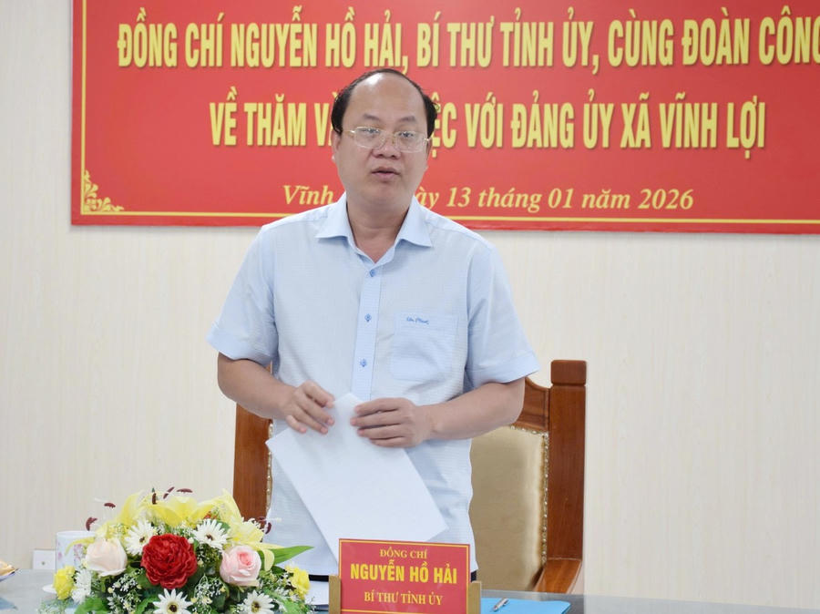 Ông Nguyễn Hồ Hải – Bí thư Tỉnh ủy Cà Mau phát biểu chỉ đạo tại buổi làm việc.
