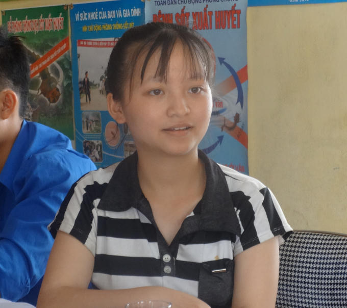 Em Lường Thị Anh Trà - 15 tuổi là thành viên nhỏ tuổi nhất của câu lạc bộ "Thanh niên tham gia phòng chống thiếu vi chất dinh dưỡng".