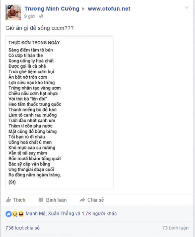 Bài thơ thu hút sự chú ý của cộng đồng mạng. (Ảnh: Otofun).