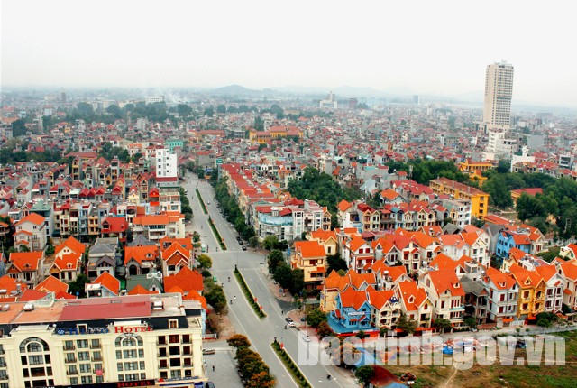 Một góc thành phố Bắc Ninh chụp từ trên cao.