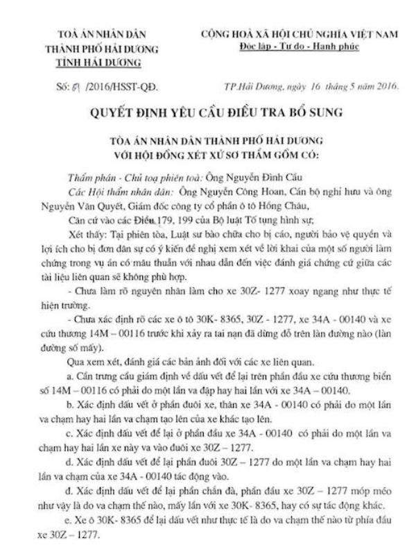 Vụ xe cứu thương húc xe biển xanh: Lái xe khách kêu oan, Tòa trả hồ sơ điều tra bổ sung.