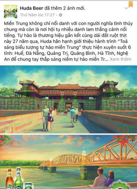 Hình ảnh nhằm để quảng cáo cho sản phẩm bia Huda.