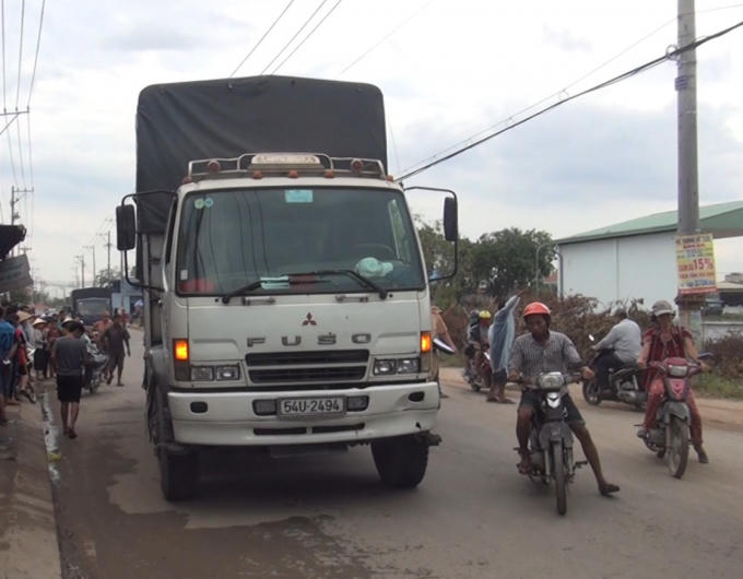 Chiếc xe tải tại hiện trường