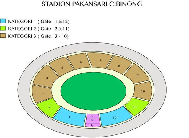 Sơ đồ các khán đài trên sân Pakansari