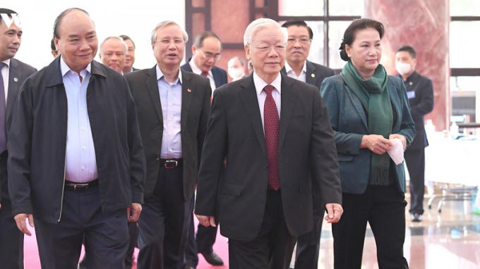 Lãnh đạo Đảng, Nhà nước, Quốc hội, Chính phủ đến dự Hội nghị toàn quốc tổng kết công tác phòng, chống tham nhũng giai đoạn 2013-2020. Ảnh: TTXVN