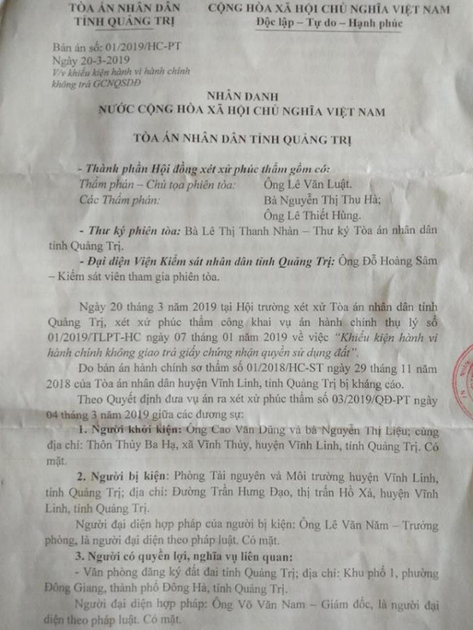 Bản án của tòa Phúc thẩm.