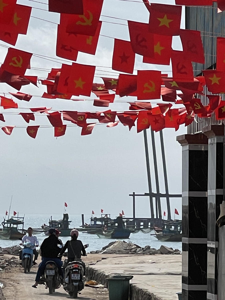 Những con thuyền meo đậu gần bờ