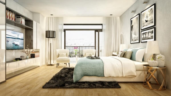 Ph&ograve;ng ngủ với thiết kế đẹp v&agrave; trang nh&atilde;.