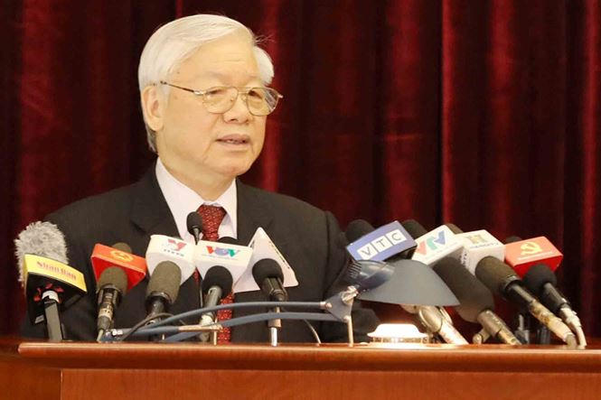 Tổng Bí thư Nguyễn Phú Trọng phát biểu tại Hội nghị. Ảnh: TTXVN.