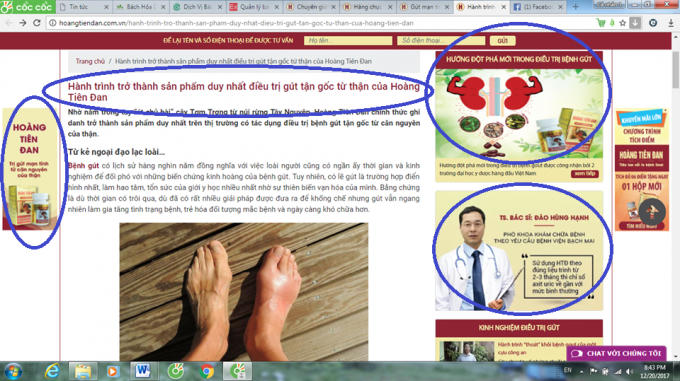 Trang web đăng nhiều bài viết dễ gây hiểu nhầm cho khách hàng đây là thuốc chữa bệnh.