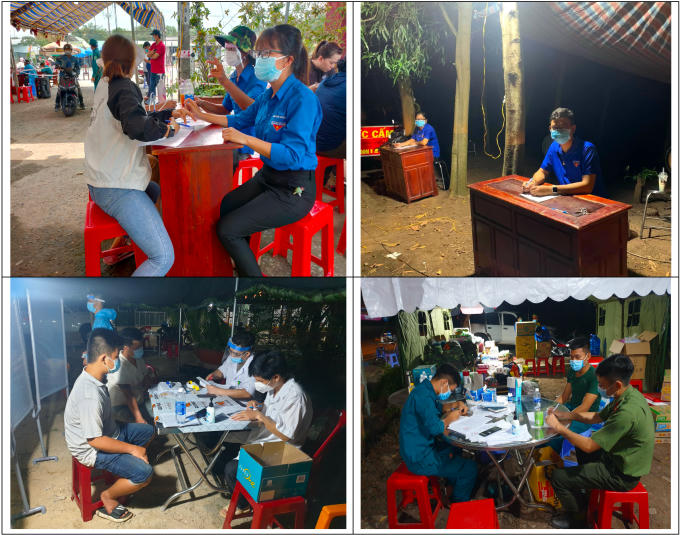 Đêm cũng như ngày, các lực lượng thanh niên tình nguyện hăng hái thay phiên nhau túc trực tại các chốt ngăn dịch ở những tuyến đường huyết mạch trên địa bàn tỉnh Bình Phước.