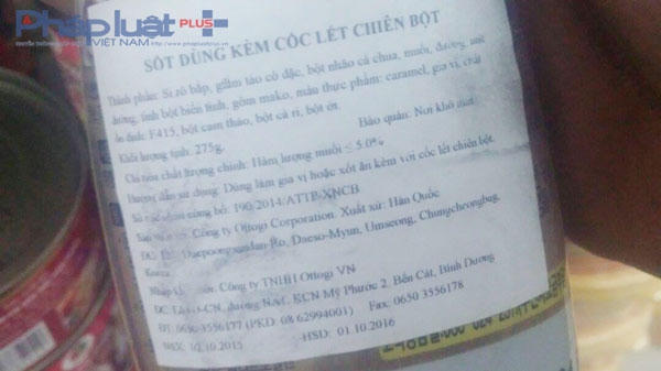 Sản phẩm “sốt dùng kèm cốc lết chiên bột” có rất nhiều chất tạo thành phẩm, trong đó có hai loại chất là màu thực phẩm và chất ổn định.